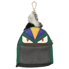 Fendi-Fendi Monster Backpack Fur Key Chain Charm in Green Nylon-Green