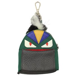 Mochila Fendi Monstro Mochila Chaveiro Charm em Verde Nylon Verde