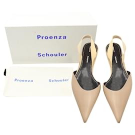 Proenza Schouler-Proenza Schouler Slingback Pointed Flats in Beige Leather -Beige