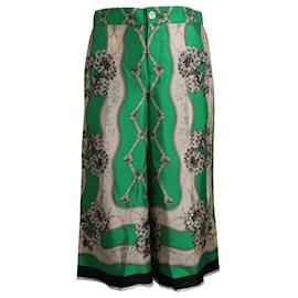 Gucci-Gucci Printed Culottes in Green Silk-Other