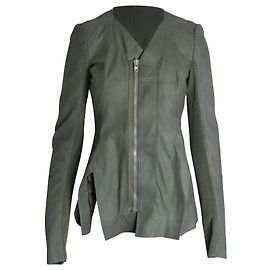 Jaqueta Rick Owens com decote em V e fenda lateral em couro verde Verde