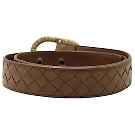 Bottega Veneta-Bottega Veneta Intrecciato Belt in Brown Leather-Brown