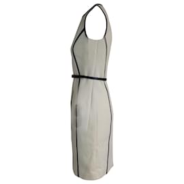 Michael Kors-Michael Kors Leather Trimed Knee Length Dress in White Wool-Other,Python print