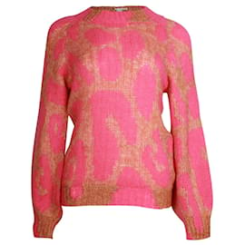 Stella Mc Cartney-Suéter Stella McCartney com estampa de leopardo em lã rosa-Rosa