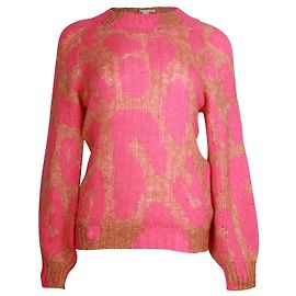 Stella Mc Cartney Stella McCartney Pullover mit Leopardenmuster aus rosa Wolle Pink