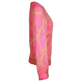 Stella Mc Cartney-Suéter Stella McCartney com estampa de leopardo em lã rosa-Rosa