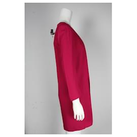 Vanessa Bruno-Vanessa Bruno Long Sleeve V-Neck Dress in Magenta Acetate-Pink