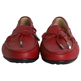 Tod's-Tod's Gommino Moccasins in Red Leather-Red