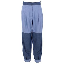 Loewe Patchwork-Jeanshose mit weitem Bein aus blauer Baumwolle Blau