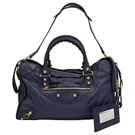 Balenciaga-Balenciaga Motocross Classic City Bag in Blue Leather-Blue