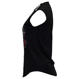 Balmain-Balmain Graphic Sequined Sleeveless Top in Black Cotton-Black