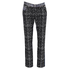 Dolce & Gabbana Pantalone Denim con Inserti in Tweed Check in Cotone Multicolor Altro Stampa python