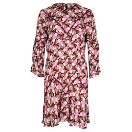 Anna Sui-Anna Sui Woman Robe courte à imprimé floral et dentelle en rayonne multicolore-Multicolore