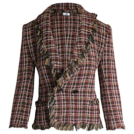 Isabel Marant-Isabel Marant Etoile Nicole Checked Tweed Double Breasted Blazer in Multicolor Cotton-Other,Python print