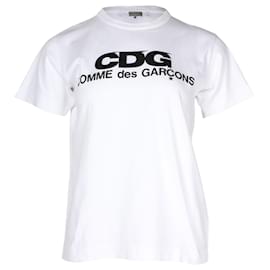 Comme Des Garcons-Comme Des Garcons Logo-T-Shirt aus weißer Baumwolle-Weiß