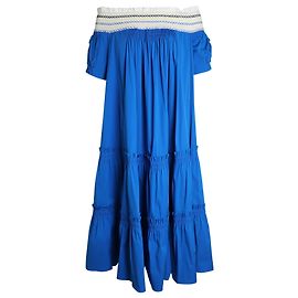Abito midi a balze con spalle scoperte Peter Pilotto in cotone blu Blu