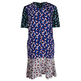 Stella Mc Cartney-Stella McCartney Kleid mit Blumendruck aus blauer Seide-Blau