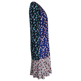 Stella Mc Cartney-Stella McCartney Kleid mit Blumendruck aus blauer Seide-Blau