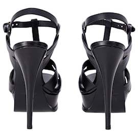 Yves Saint Laurent-Saint Laurent Paris Tribute Platform Sandals in Black Leather-Black