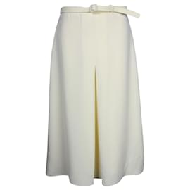 Gucci-Gucci Front Pleat A-Line Midi Skirt in Cream Polyester-White,Cream