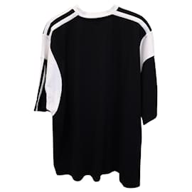 Balenciaga-T-shirt Balenciaga Boxy Sporty Logo in cotone bianco e nero-Nero