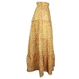 Zimmermann-Zimmermann Leopard-Print Maxi Skirt in Yellow Cotton-Other