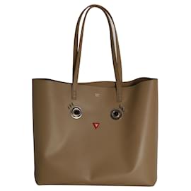 Fendi-Fendi Hypnoteyes Shopping Tote Bag in Brown Leather-Brown