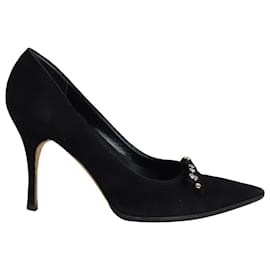 Gucci-Gucci Sapatos de corte pontiagudos em camurça preta-Preto