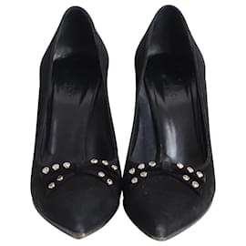 Gucci-Gucci Sapatos de corte pontiagudos em camurça preta-Preto