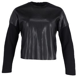 Dsquared2 Faux Leather Jumper in Black Polyester  Black