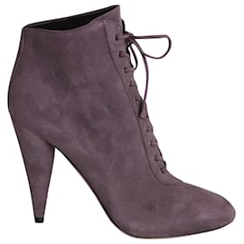Prada-Prada Lace Up High Heel Booties in Purple Suede-Purple