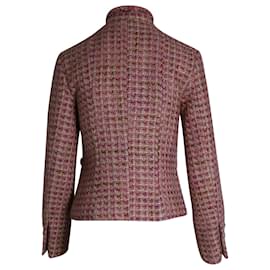 Chanel-Chaqueta Chanel de tweed con botonadura forrada en lana rosa-Rosa