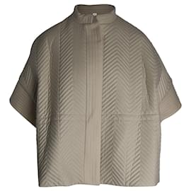 Gucci-Gucci Chevron-Quilted Crop-Sleeve Jacket in Cream Wool-White,Cream