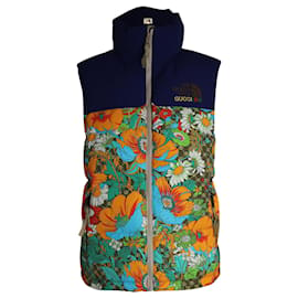Gucci-Chaleco acolchado floral en poliamida multicolor de Gucci x The North Face-Otro,Impresión de pitón