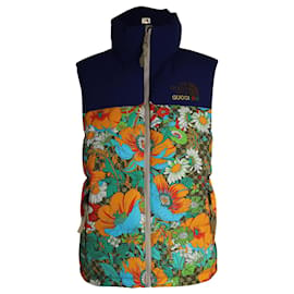 Gucci-Colete acolchoado floral Gucci x The North Face em poliamida multicolorida-Multicor