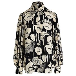 Camisa con Estampado de Amapola Gucci en Seda Multicolor Multicolor
