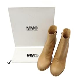 Maison Martin Margiela-MM6 Maison Margiela Ankle Boots in Beige Leather-Beige