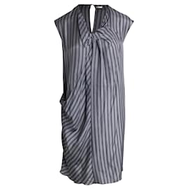 Marni-Marni Striped Dress in Grey Silk-Grey