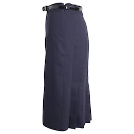 Moschino-Moschino Cheap And Chic Skirt with Belt in Navy Blue Virgin Wool-Navy blue
