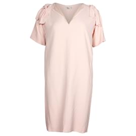 Chloé-Chloe-Schulterschleifenkleid mit V-Ausschnitt aus hellrosa Acetat-Pink