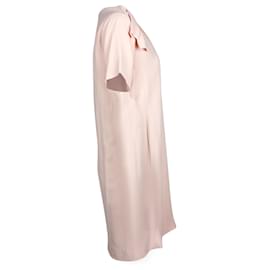Chloé-Chloe Shoulder Bow V-Neck Dress in Light Pink Acetate-Pink