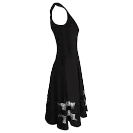 Jason Wu-Jason Wu Lace Insert Sleeveless Dress in Black Rayon-Black