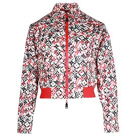 Louis Vuitton LV Monogram Logo Print Cropped Bomber Jacket em algodão vermelho Vermelho