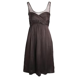 Burberry-Burberry Knee Length Sleeveless Dress in Brown Silk-Brown