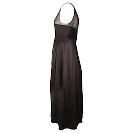 Burberry-Burberry Knee Length Sleeveless Dress in Brown Silk-Brown