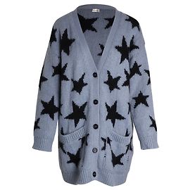 Cardigan Red Valentino Star Print en Acrylique Bleu Bleu