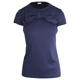 Moschino Cheap And Chic-Moschino Cheap And Chic T-Shirt mit Schleife aus marineblauer Wolle-Blau