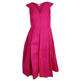 Autre Marque-Antonio Berardi Cap Sleeve Pleated Dress in Pink Silk-Pink