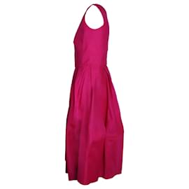 Autre Marque-Antonio Berardi Cap Sleeve Pleated Dress in Pink Silk-Pink