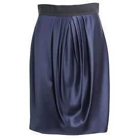 Valentino Garavani Saia midi plissada Valentino em seda azul marinho Azul marinho